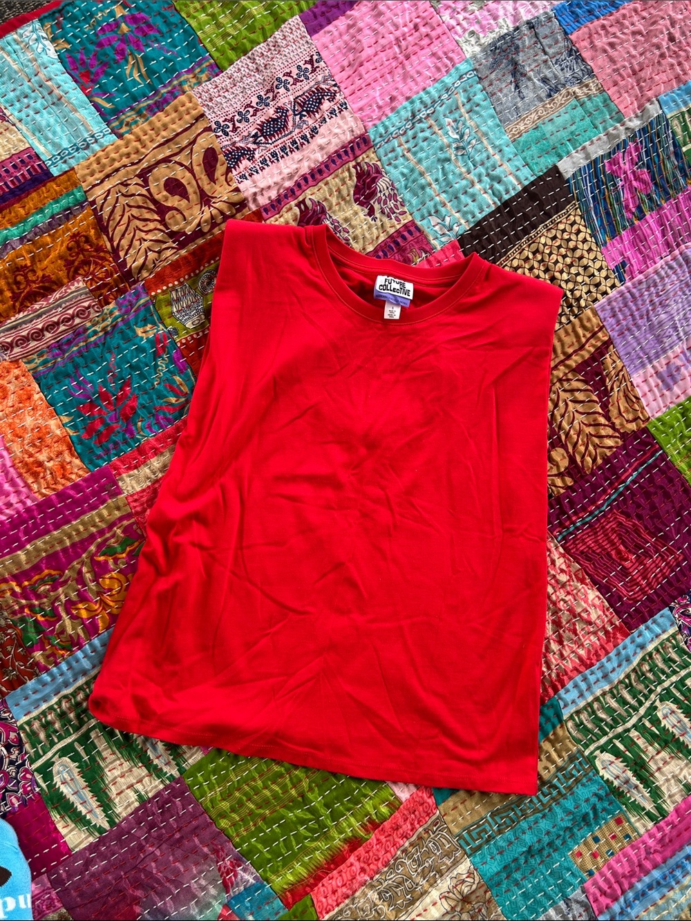 Future Collective Red Sleeveless Tank Top w back cut out